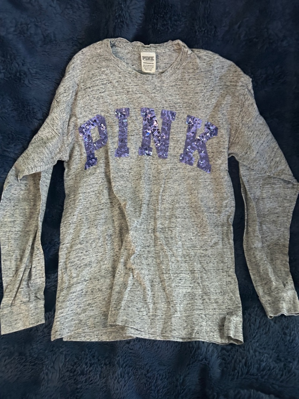 PINK Victoria's Secret Heather Gray Tee with Black Logo